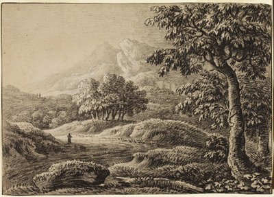 Landschaft mit schneebedeckten Bergen und drei Figuren von Anthony Devis